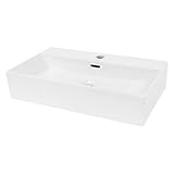 ECD Germany Waschbecken Waschtisch - 605x365x130 mm - aus Keramik - Eckig -...