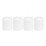 Ideen mit Herz | Stumpenkerzen | weiß, rund | 4er Set | Ø 7 cm, 10 cm...