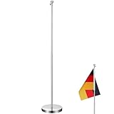 Housoutil Edelstahl Teleskop Flaggenhalter 274cm Tischflaggenfuß...