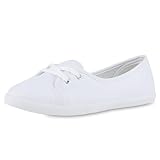 VAN HILL Damen Sportliche Ballerinas Flach Basic Bequem Schuhe 215867 Weiss...