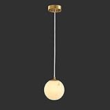 Mini Pendelleuchte Globe, Messing Hängelampe mit Kugelschirm aus Marmor,...