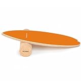 POWRX Surf Balance Board Holz Orange inkl. Rolle | Koordinationstraining...