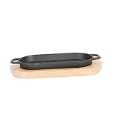 Ipetboom Gusseiserne Antihaft Grillplatte mit Holztablett Rechteckige...