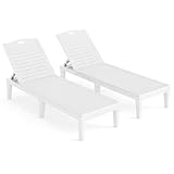 COSTWAY Sonnenliege Kunststoff 2er Set, wetterfeste Gartenliege mit...