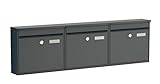 BASI Briefkasten 3er Set | Wandbriefkasten aus Stahl | Farbe Anthrazit Matt...