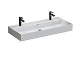 Aqua Bagno | Doppelwaschbecken Keramik, Doppelwaschtisch, eckiges...