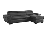 Vente-unique-Ecksofa Leder mit Schlaffunktion - Ecke Rechts - Anthrazit -...
