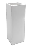 Einzel Zink Blumenkübel 'Block' 80 cm, Weiß, inkl. Bewässerungsystem