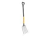 TOP TOOLS Gartengabel, 4 Zinken, Metallstiel mit Gelbem Mittelstück, 120...