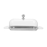 DIYEAH Edelstahl Butterbehälter mit Transparenter Abdeckung Serviertablett...