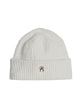 Tommy Hilfiger Luxe Beanie, Damen Mütze, Weiß-Silber