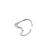 Hmzidz Schöne 925 Sterling Silber Wellenring Damen,Verstellbar Ringe mit...