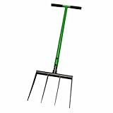 Profi Broadfork Grabegabel mit 4 Carbonstahl-Zinken – Bodenlockerer für...