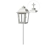 Grablaterne Grablicht 2 wechselbare Spitzen (kugel, Kreuz) Grableuchte mit...