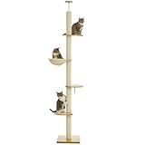 PawHut Kratzbaum, Katzenkratzbaum Deckenhoch, 230-250 cm, Kletterbaum mit...