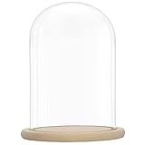 BELLE VOUS Glasglocke mit Holzboden - Glaskuppel 31, 5cm - Glaskuppel mit...