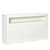 HOMCOM Sideboard Hochglanz Vorratsschrank Küchenschrank mit LED-Licht für...