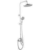 Mischbatterie für Badezimmer, Duscharmatur, rund, Regendusche, 4 Modi,...