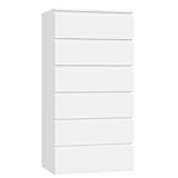 FOREHILL 119cm hoch Kommode weiß mit 6 Schubladen, Sideboard...