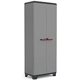 Keter Stilo Kunststoffschrank, hoch, BxTxH: 68x39x173cm, grau/schwarz/rot,...