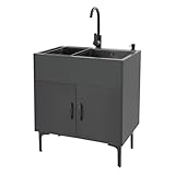 Freistehende Spültisch Küchenspüle, Edelstahl Spüle mit Unterschrank, 1...