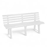 Spetebo Kunststoff Gartenbank 3-Sitzer 145 x 74 cm - weiß - Garten...