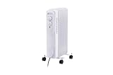 Ölradiator Heizkörper mit Laufrollen 3 Heizstufen bis 1500 W (Weiß)
