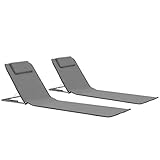 WDGJJFECNMUEHI Klappbare Strandmatte 2 STK. Grau mit Stahlrahmen & Stoff,...