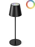 sympa LED Tischlampe Kabellos,Tischlampe Outdoor Touch Dimmbar mit 7 Farben...