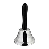Relaxdays Tischglocke Handglocke, lauter Klang, Holzgriff, Schule,...