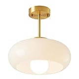 OLKWDAF5 Deckenleuchte Halb Unterputz Modern mit Glasschirm Milchweiß Gold...