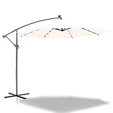 Joparri Alu Ampelschirm LED Solar Sonnenschirm Beige Ø 350 cm mit Kurbel|...