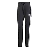 adidas Damen Essentials 3-Stripes French Terry Cuffed Pants, Black/White, L