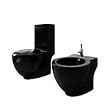 Generic WC-Bidet-Set Schwarz, Keramik, Dual-Spülsystem,...