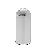 hjh OFFICE 741006 Mülleimer klein Push Weiß 35L Retro Abfallsammler mit...