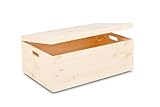 Pinus - Holzkiste mit Deckel, 60x40x23 cm, Schatzkiste, Bastelkoffer mit...