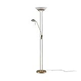 Lindby LED Stehlampe 'Yveta' dimmbar in Gold/Messing aus Glas u.a. für...