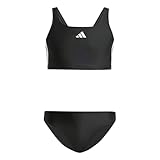 adidas Girl's 3-Stripes V-Back Bikini, Black/White, 9-10 Years