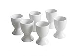 Provance 6er Set Eierbecher aus Porzellan in weiß im schlichten Design...