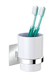 WENKO Turbo-Loc Zahnputzbecher Quadro, Wandhalter ohne Bohren, Becher aus...
