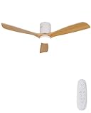 AUTODAY Holz Deckenventilator mit Beleuchtung dimmbarem LED 24W Leiser...