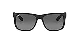 Ray-Ban Unisex Justin Sonnenbrille, Schwarz Gummi / Graue Gradient, 55 mm...