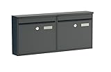 BASI Briefkasten 2er Set | Wandbriefkasten aus Stahl | Farbe Anthrazit Matt...
