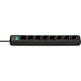 Brennenstuhl Eco-Line Steckdosenleiste 8-Fach (Steckerleiste mit erhöhtem...