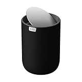 EKO Mini Tischmülleimer mit deckel, 1,5 L Kosmetikeimer Schwarz, Kleiner...