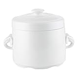 PEPLAYTAL Keramik Steintopf Weiß mit Deckel Hitzebeständig Rutschfester...