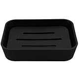 PARSA Beauty Seifenschale schwarz – rutschfeste Seifenablage mit Rubber...