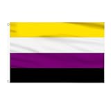 AhfuLife Nonbinary Flaggen 90 x 150 cm, 1 Stück Non Binary Flagge LGBTQ...