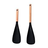 Pfannenwender aus Silikon | 2 Stück Bratspatel mit Holzgriff |...