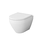 Spülrandloses WC Toilette mit Softclose Toilettensitz, Hänge-WC CSB1700SC...